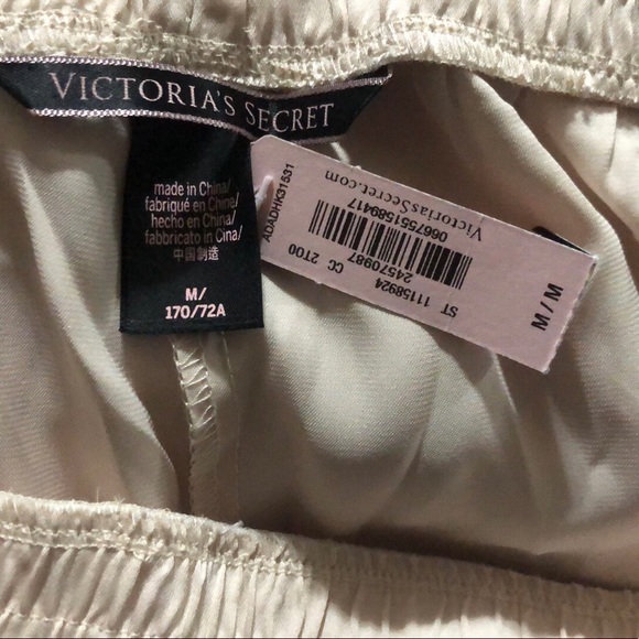 NWT Victoria’s Secret SEXY Beige Satin Pajama Pants w/Lace Stripes Down Sides - Picture 5 of 5